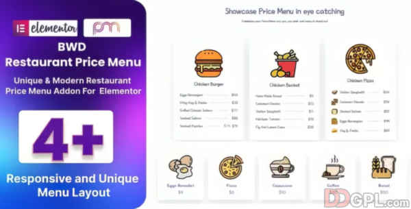 BWD Restaurant Price Menu Addon For Elementor 1.0