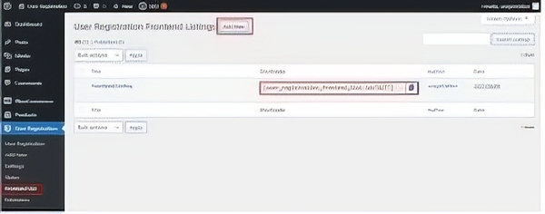 User Registration Frontend Listing 1.1.4