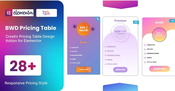 BWD Pricing Table addon for Elementor 1.0