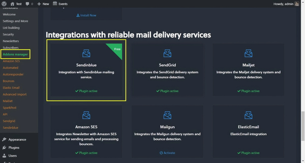 Newsletter Sendinblue 1.2.5