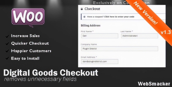 WooCommerce Checkout for Digital Goods By plugindistrict 1.5