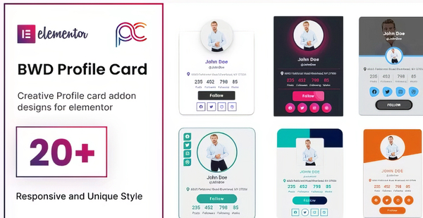 Profile Card addon for elementor
