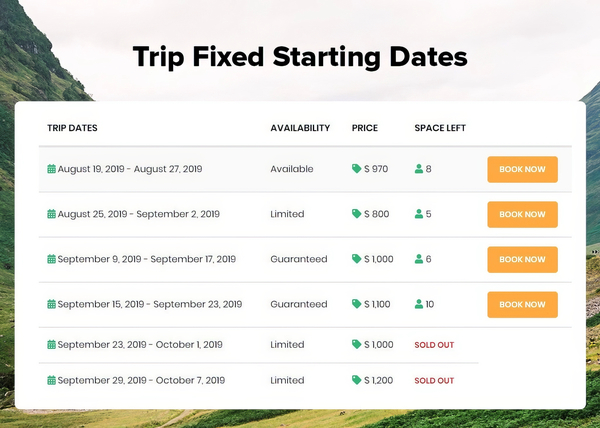 WP Travel Engine – Trip Fixed Starting Dates 2.3.15