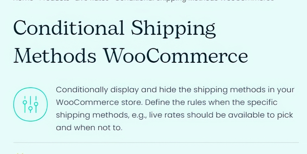 Conditional Shipping Methods WooCommerce 1.2.0