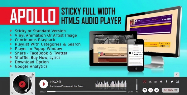 Apollo – Sticky Full Width HTML5 Audio Player 3.6.3