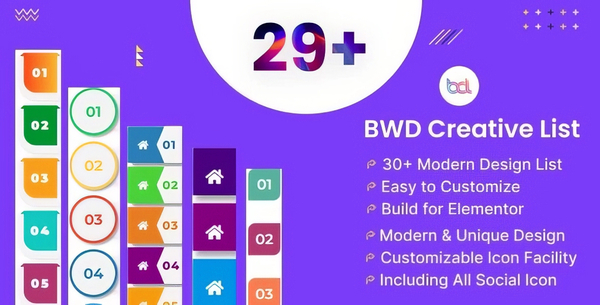 BWD Creative List addon for elementor 1.0