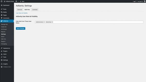 AdSanity User Role Ad 1.1