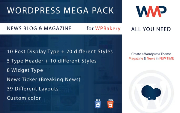 Wordpress Mega Pack for WPBakery, News-Blog