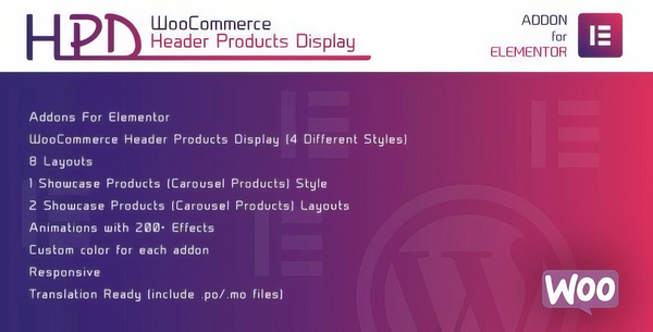 WooCommerce Header Products Display for Elementor