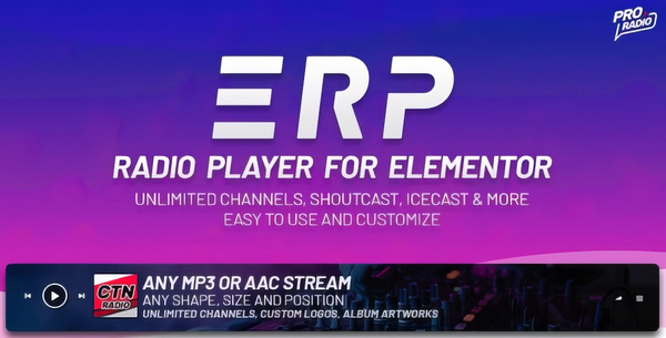 Erplayer - Radio Player for Elementor supporting Icecast, Shoutcast and more