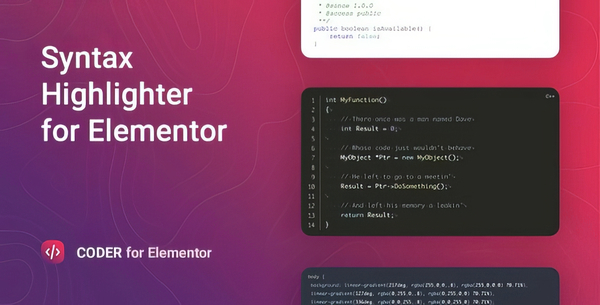 Coder - Syntax Highlighter for Elementor