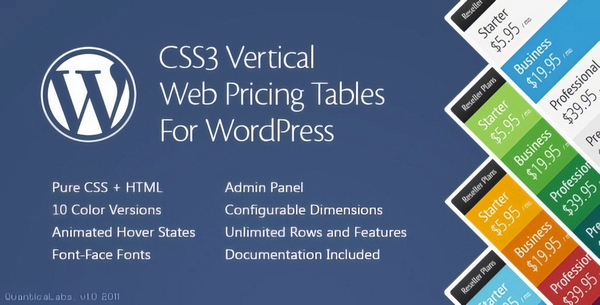 CSS3 Vertical Web Pricing Tables 1.8