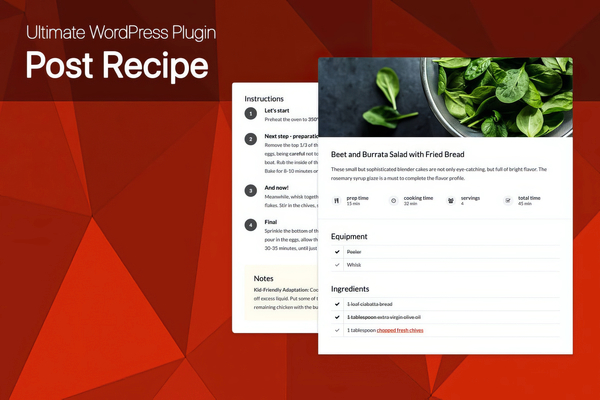 Ultimate Post Recipe – Responsive WordPress Posts Cooking Recipes 1.0