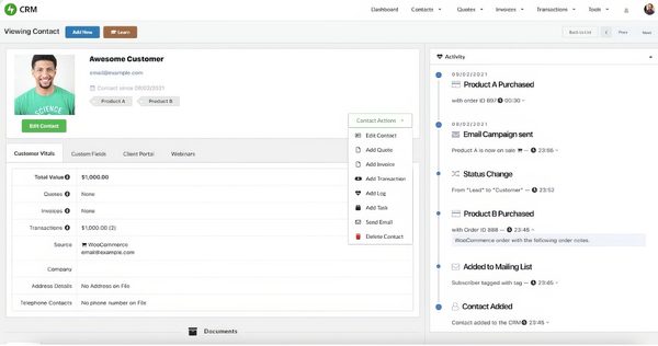 Zero BS CRM Extension: Woocommerce Sync Jetpack CRM Addons 2.6.8