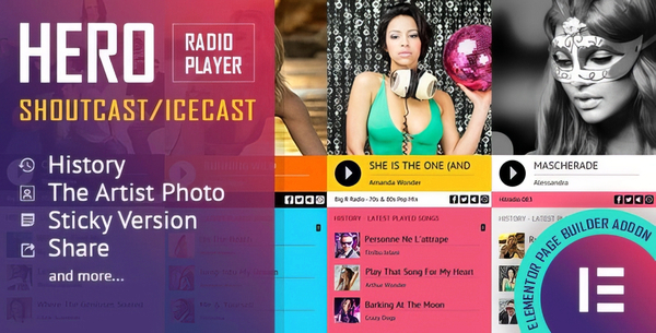 Hero – Shoutcast and Icecast Radio Player With History – Elementor Widget 3.6