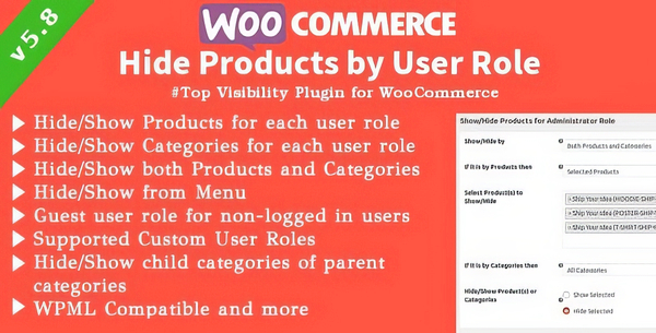 WooCommerce Hide Products | Products, Categories Visibility by User Roles