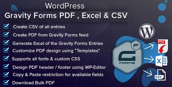 WordPress Gravity Forms PDF, Excel & CSV 2.7.7.1