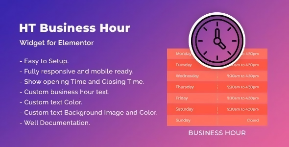 HT Business Hour Widget for Elementor 1.0.0