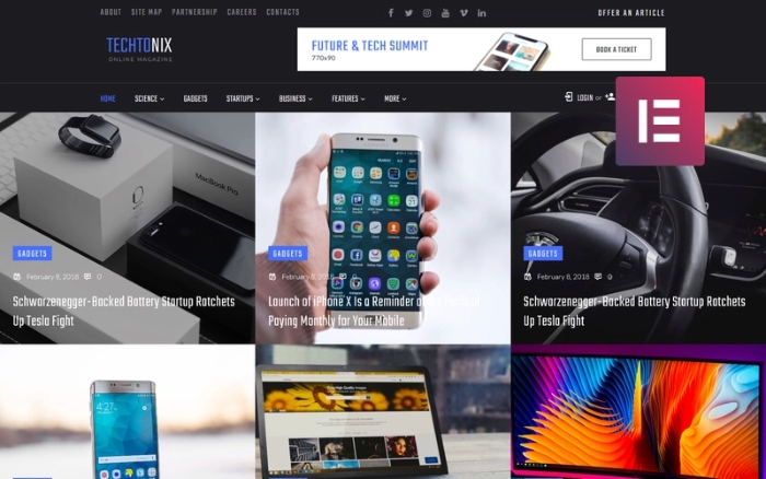 Techtonix β Tech Blog WordPress Elementor Theme 1.1.0