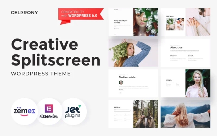 Celerony - Creative Splitscreen WordPress Elementor Theme 1.0.1