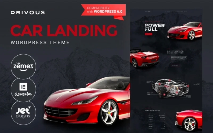 Drivous β Car Landing Responsive WordPress Elementor Theme 1.0.1