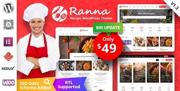Ranna – Food & Recipe WordPress Theme + RTL 1.4.9