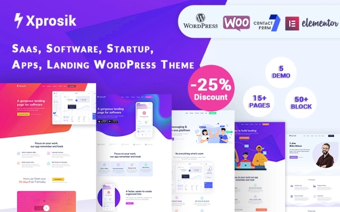 Xprosik – Saas Software App Startup Landing WP Elementor Theme 1.0