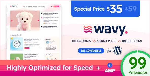 Wavy – Modern & Lightweight Blog for WordPress 1.5.0