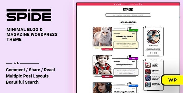 Spide – Personal Blog & Magazine WordPress Theme 1.0.4