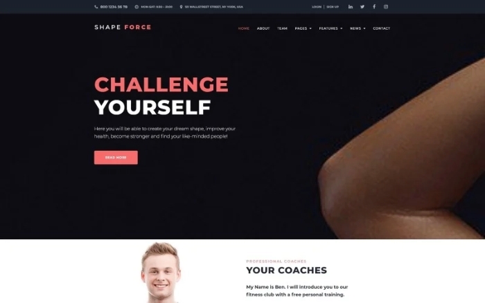 ShapeForce – Sport Studio WordPress Theme 1.0.1