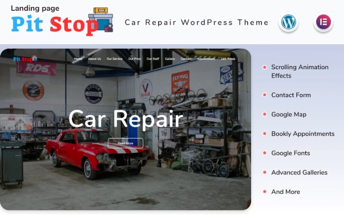 Pit Stop – Car Repair Website with Blog Elementor WP Theme 1.2