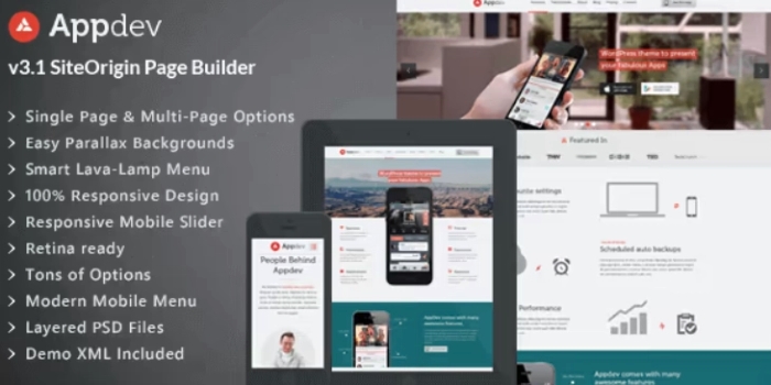 Appdev – Mobile App Showcase WordPress Theme 3.9