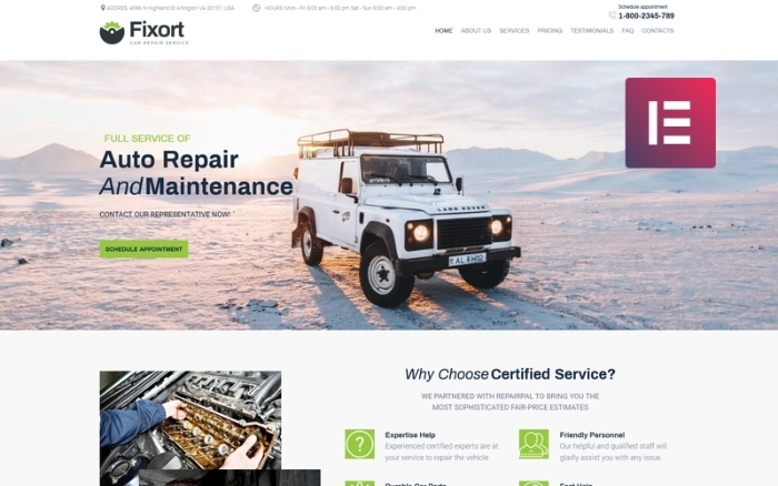 Fixort – Car Repair Service WordPress Elementor Theme 1.0.0
