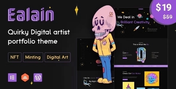 Ealain – Digital Artist Creative Portfolio WordPress Theme + Figma 1.0.3