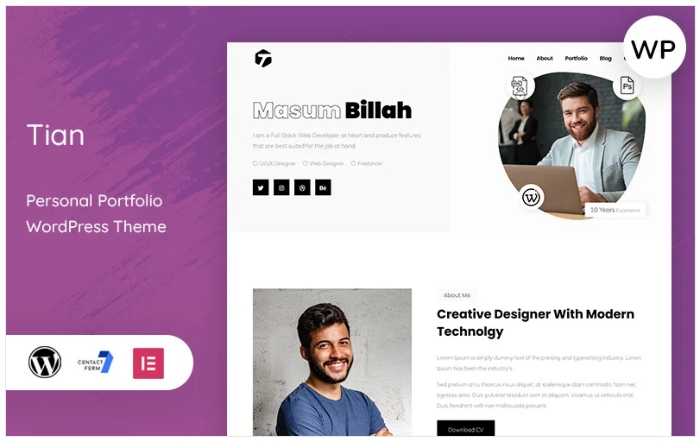 Tian – Minimal Personal Portfolio WordPress Theme 1.0.0