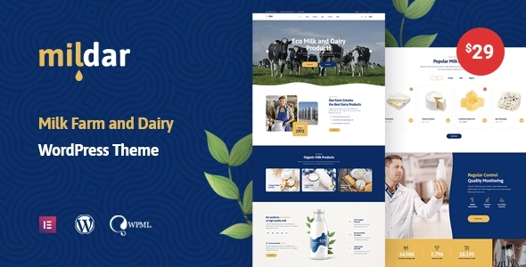 Mildar – Dairy Farm & Milk WordPress Theme + RTL 1.0.2