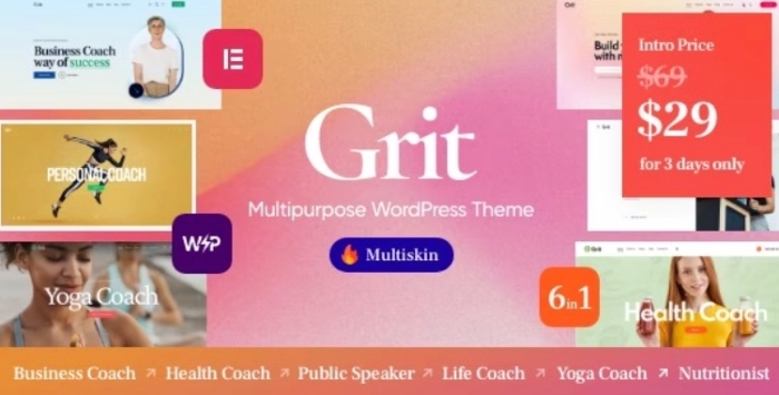 Grit – Coaching & Online Courses Multiskin WP Theme 1.0.1