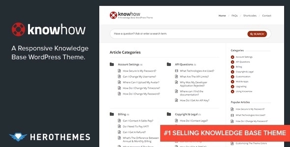 KnowHow – A Knowledge Base WordPress Theme 1.1.20