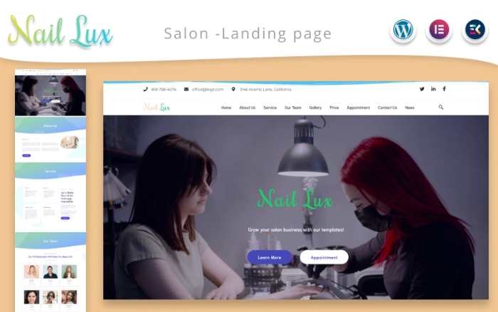 Nail Lux – Manicure Salon Landing page WordPress Theme 1.1