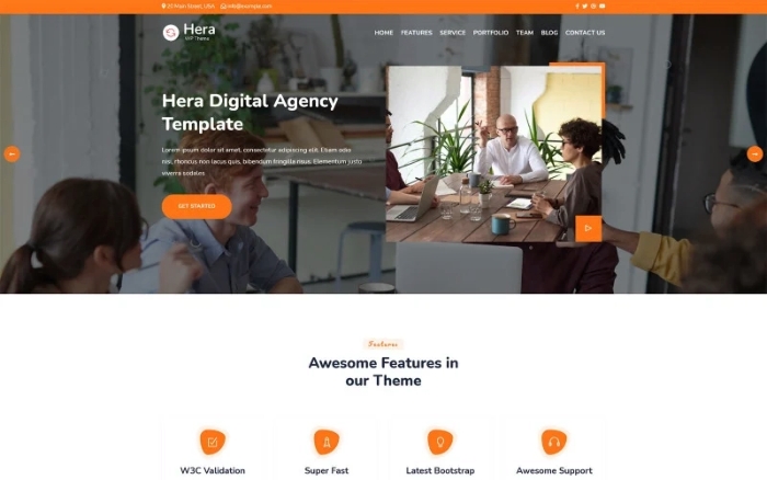Hera – Digital Agency One page WordPress Theme 1.1