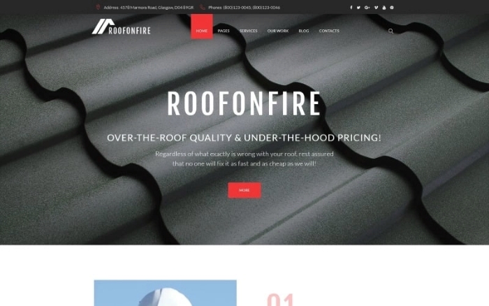 RoofOnFire – Roofing Company Responsive WP Theme 1.0.0
