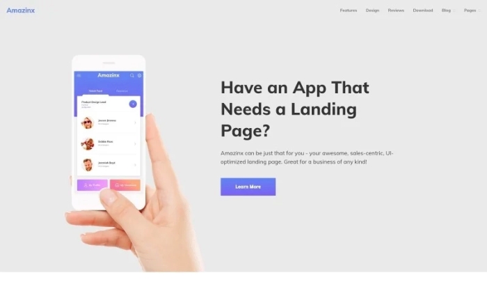 Amazinx – Mobile App Responsive One Page WP Theme 1.0.0