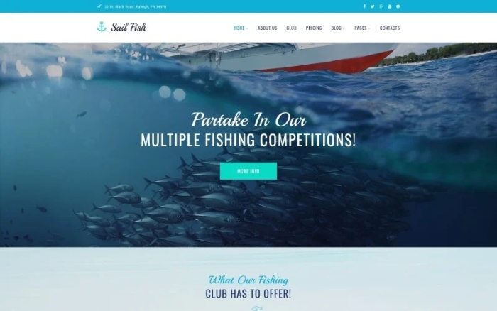 Sail Fish - Fishing Club Responsive WordPress Theme 1.0.0