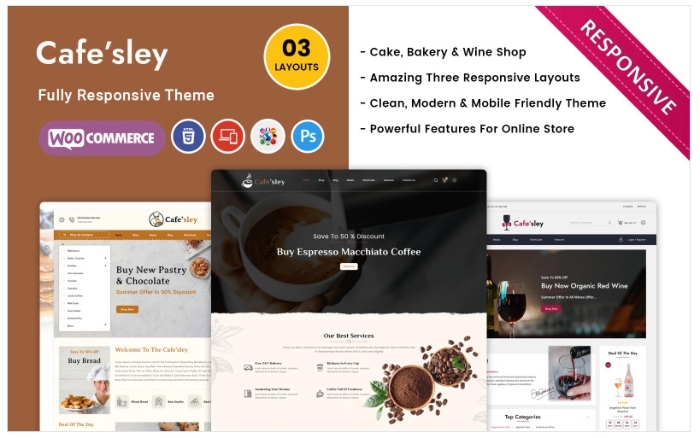 Cafesley – Cafe Bar and Restraunt Woocommerce Theme 1.1.0