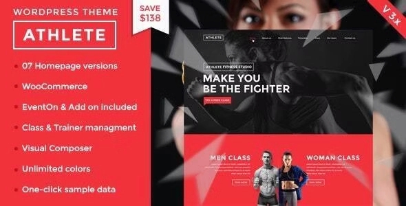 Athlete Fitness – Gym and Sport WordPress Theme 3.8.4