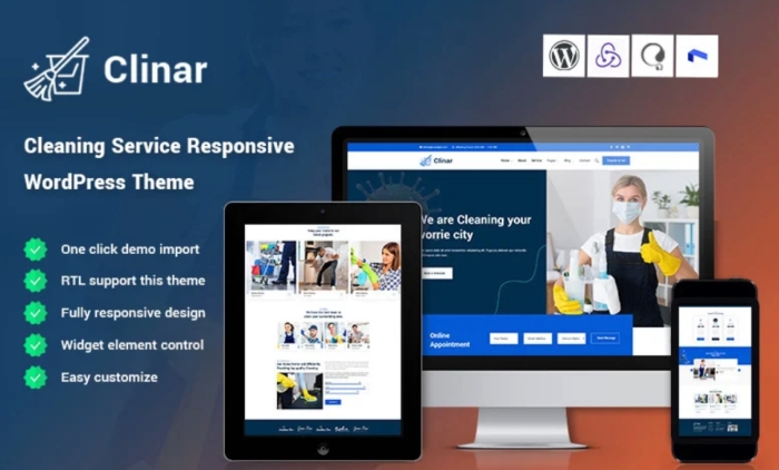 Clinar – Maintenance and Cleaning Service Responsive WP Theme 1.0.1