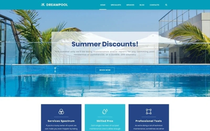 Dream Pool – Pool Cleaning & Pool Repair WP Theme 1.0.0