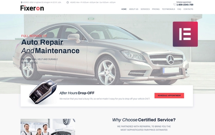 Fixeron – Car Repair WordPress Elementor Theme 1.0.0