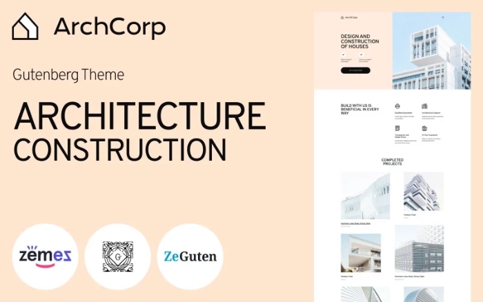 ArchCorp – Architecture Construction Template for Gutenberg 1.0