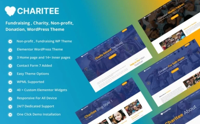Charitee – Non-Profit Fundraising Donation WP Theme 1.0.0